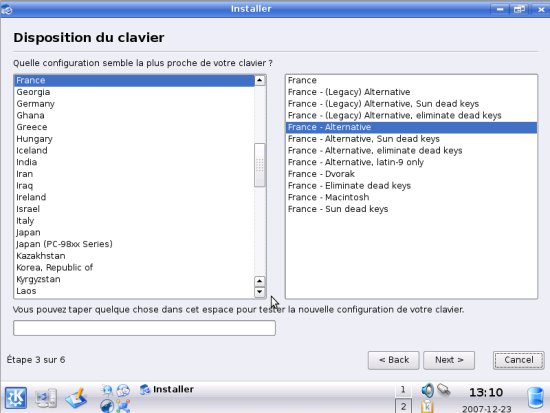 Choisissez votre disposition de clavier.
