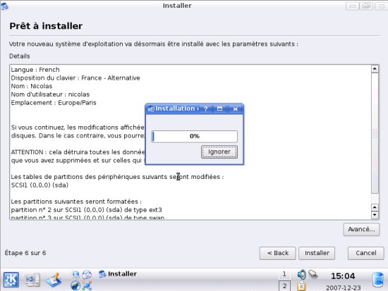 Le résumé de la configuration