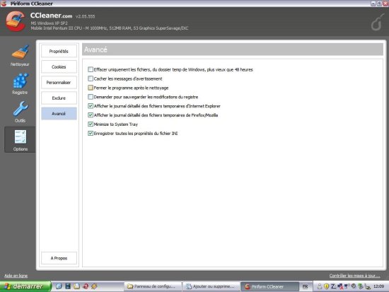Réglages de CCleaner